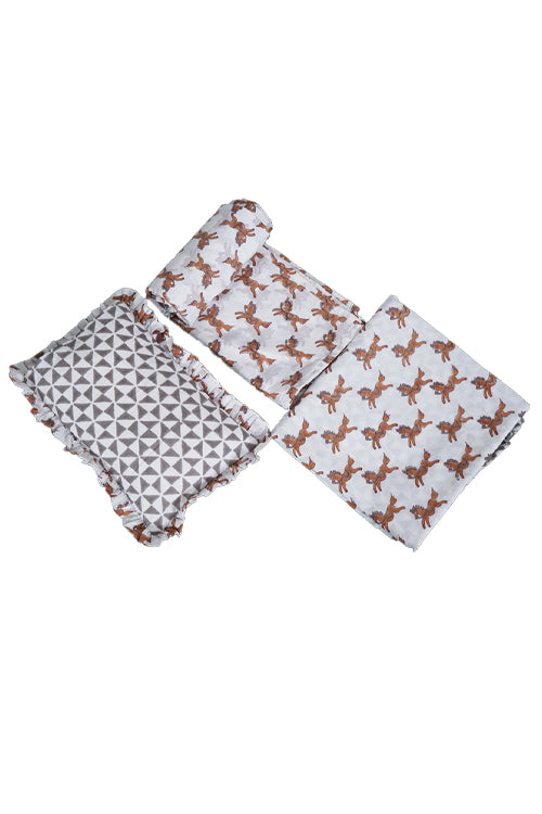 Earthen Nest Kids Dohar Set Brown Horse