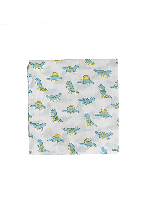 Earthen Nest Kids Quilt Set Blue And Yellow Baby Dino