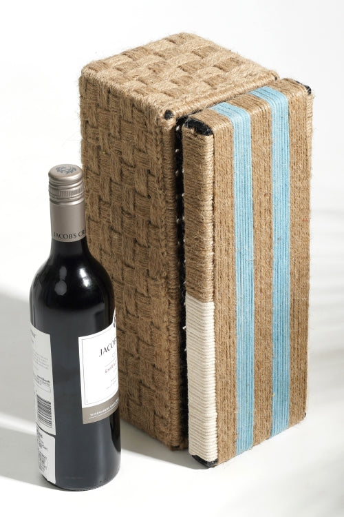 Sirohi Pastel Pink And Natural Jute Brick Wine Box