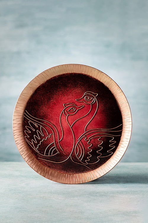 Baaya Design Copper Enamel Animal Series Red Swans 8