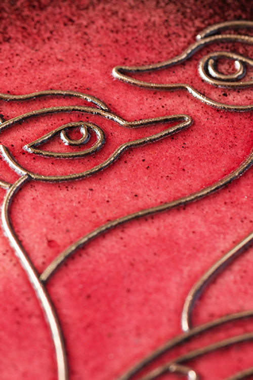 Baaya Design Copper Enamel Animal Series Red Swans 8