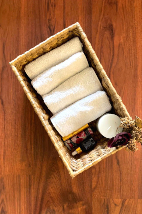 Pine Cone Handcrafted Towel Basket/ Organizer With Cane Frame