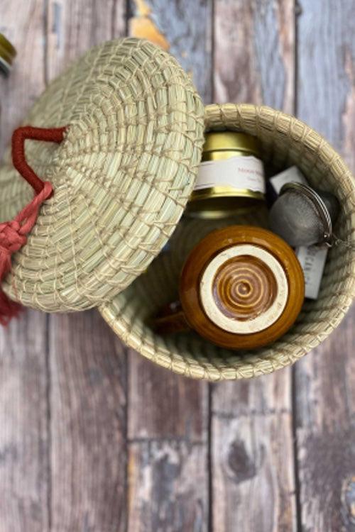 Pine Cone Handcrafted Salt Reed Mulit Utility Box/ Chapati Box (Natural)