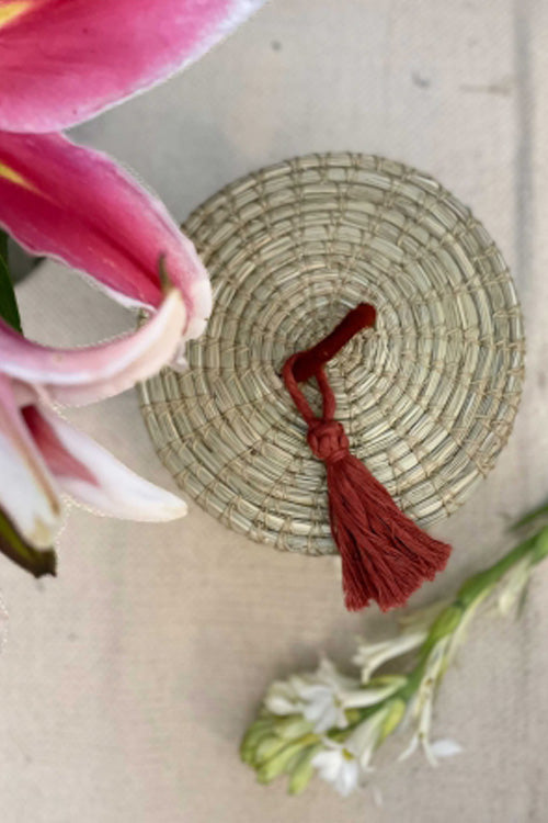 Pine Cone Handcrafted Salt Reed Mulit Utility Box/ Chapati Box (Natural)