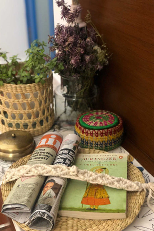 Pine Cone Scandi Boho Macrame Magazine Holder