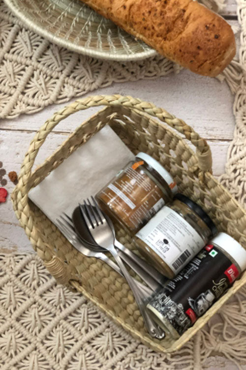 Pine Cone Handcrafted Rectangular Reed Organiser Basket