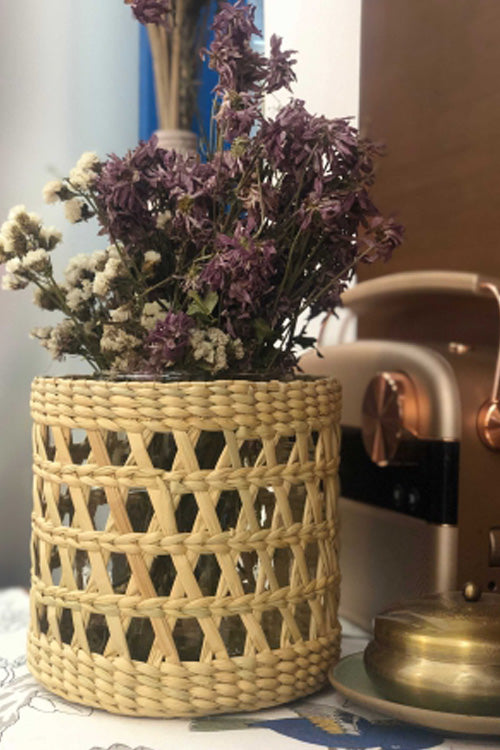 Pine Cone Handcrafted  Kauna Diagonal Weave Planters (Set Of 3)