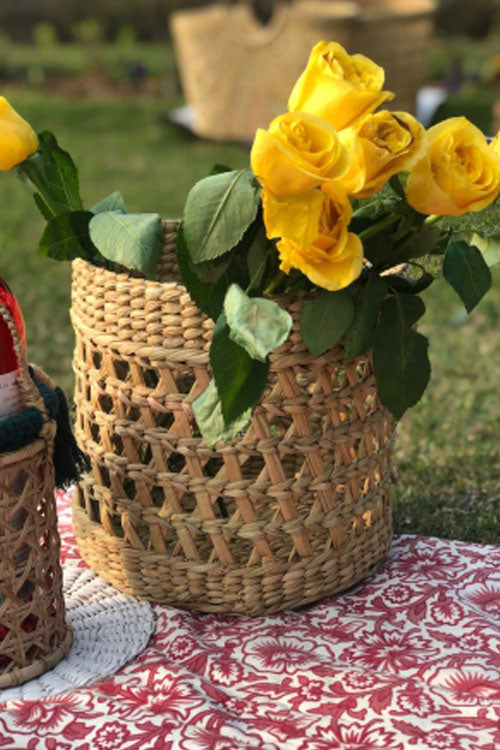 Pine Cone Handcrafted  Kauna Diagonal Weave Planters (Set Of 3)