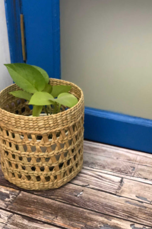 Pine Cone Handcrafted  Kauna Diagonal Weave Planters (Set Of 3)