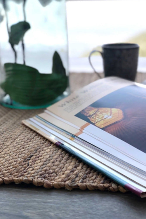 Pine Cone Handwoven Water Hyacinth Yoga Mat/ Bedside Rug