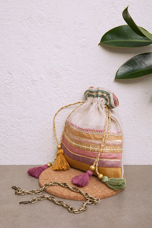 Pink Lemonade Handmade Jute Potli Bag For Women Online