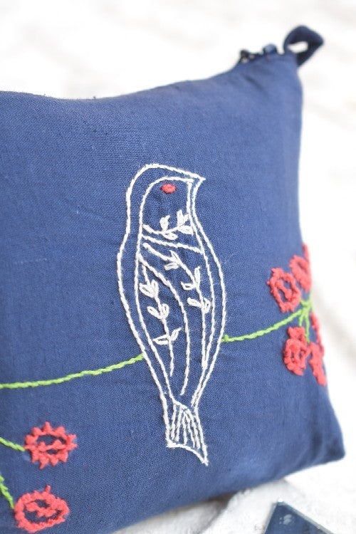 Okhai 'Cloudless' Pure Cotton Hand Embroidered Pouch