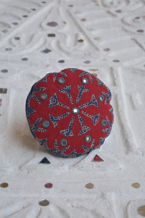 Okhai 'Wild Rose' Pure Cotton Hand Embroidered Mirror Work Pouch