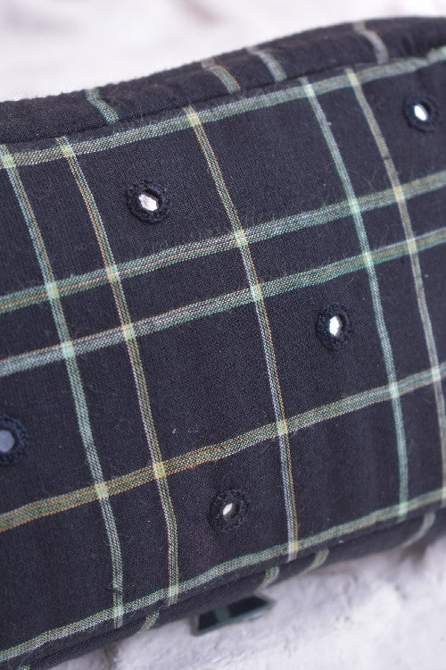 Okhai 'Vintage' Pure Cotton Hand Block Printed Mirror Work Pouch