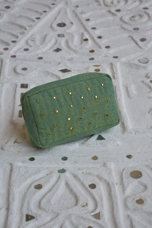 Okhai 'Forestland' Pure Cotton Mirror Work Pouch