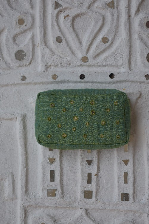 Okhai 'Forestland' Pure Cotton Mirror Work Pouch