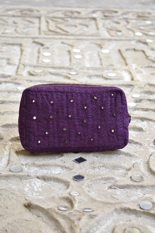 Okhai 'Mulberry Star' Pure Cotton Mirror Work Pouch