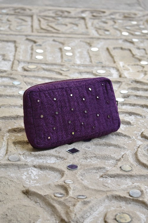 Okhai 'Mulberry Star' Pure Cotton Mirror Work Pouch