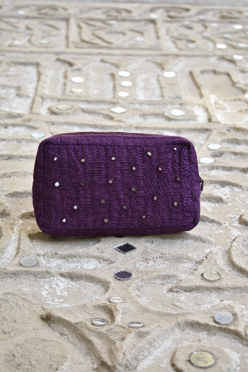 Okhai 'Mulberry Star' Pure Cotton Mirror Work Pouch