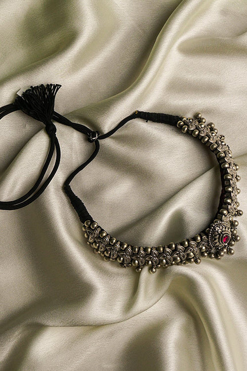 TICH Pure Silver Traditional Maharashtrian Choker - Belpan Teek