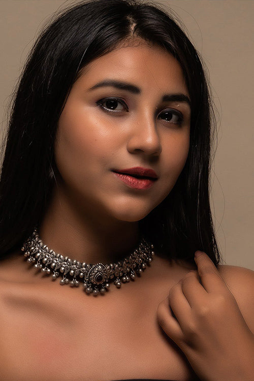 TICH Pure Silver Traditional Maharashtrian Choker - Belpan Teek