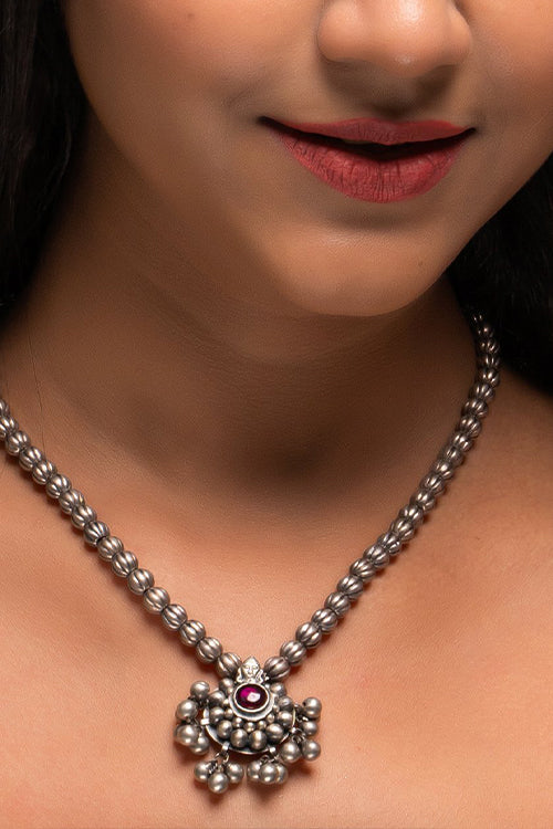 TICH Pure Silver Traditional Maharashtrian Neckpiece - Jav Mani Mala