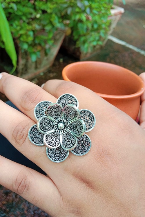 Silver Linings "Cocktail" Silver Filigree Ring