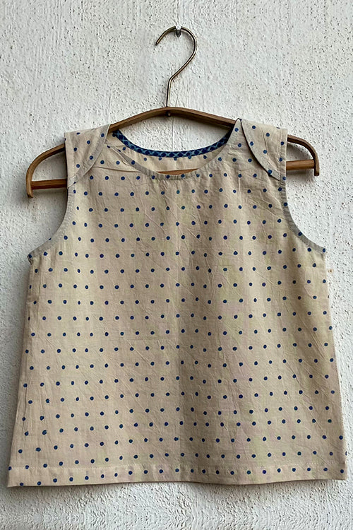 Whitewater Kids Unisex Organic Zoo Indigo Raidana Jhabla With Indigo Check Pants