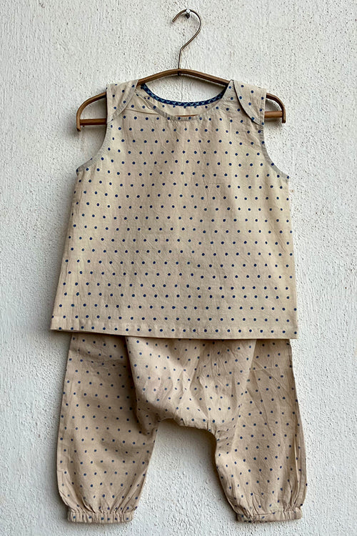 Whitewater Kids Unisex Organic Zoo Indigo Raidana Jhabla With Matching Pants