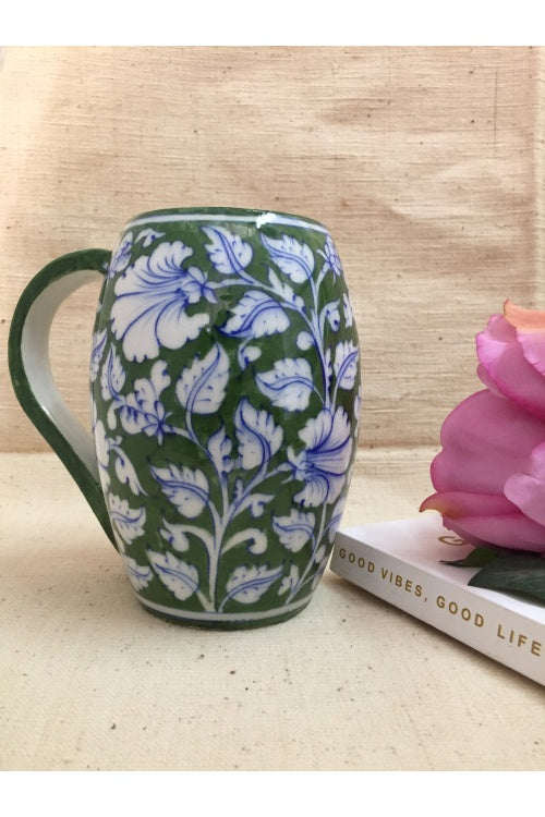 Ram Gopal Blue Pottery Handcrafted 'Beer Mug' Green mug-1