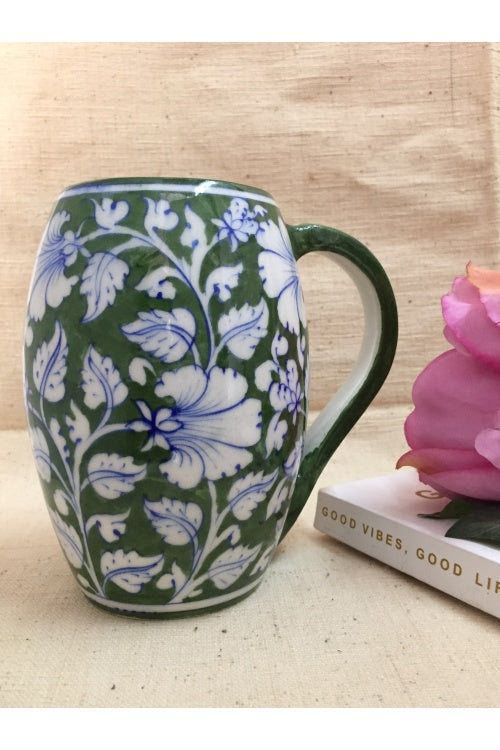 Ram Gopal Blue Pottery Handcrafted 'Beer Mug' Green mug-1