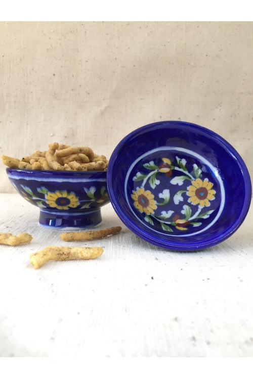 Ram Gopal Blue Pottery Handcrafted 'Bowls' Blue serving bowls (set of 2)-6