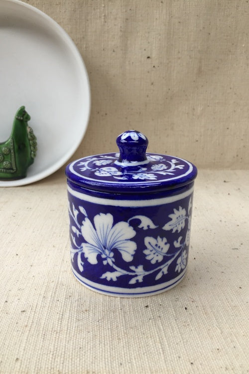 Blue Pottery Handcrafted Storage Jar-83