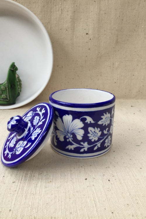 Blue Pottery Handcrafted Storage Jar-83