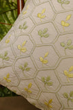 Rangsutra 'Bageecha' Chikankari Embroidered Honeycomb Foliage Cotton Cushion Cover