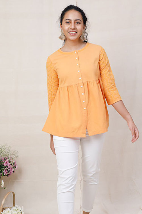 Rangeeli Top with embroidered sleeves