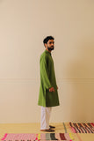 Rangsutra Rohil Green Cotton Kurta With Soof Embroidery
