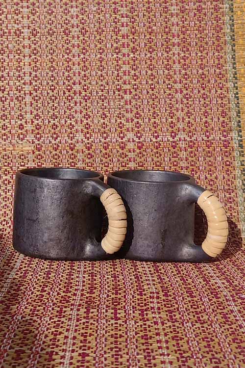 Terracotta by Sachii "Longpi Black Pottery Coffee Mug Small Set of 2"