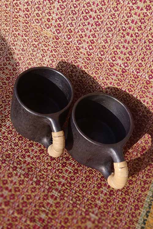 Terracotta by Sachii "Longpi Black Pottery Coffee Mug Small Set of 2"