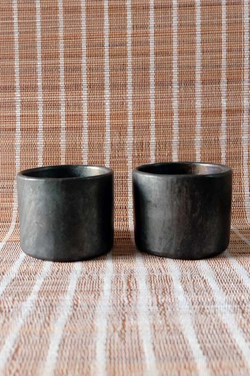 Terracotta by Sachii "Longpi Black Pottery Tumblers Small Set of 2"