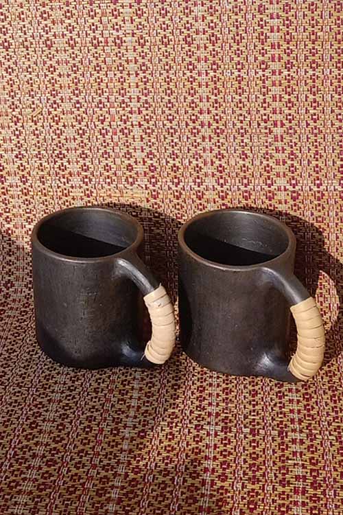 Terracotta by Sachii "Longpi Black Pottery Coffee Mug Large Set of 2"