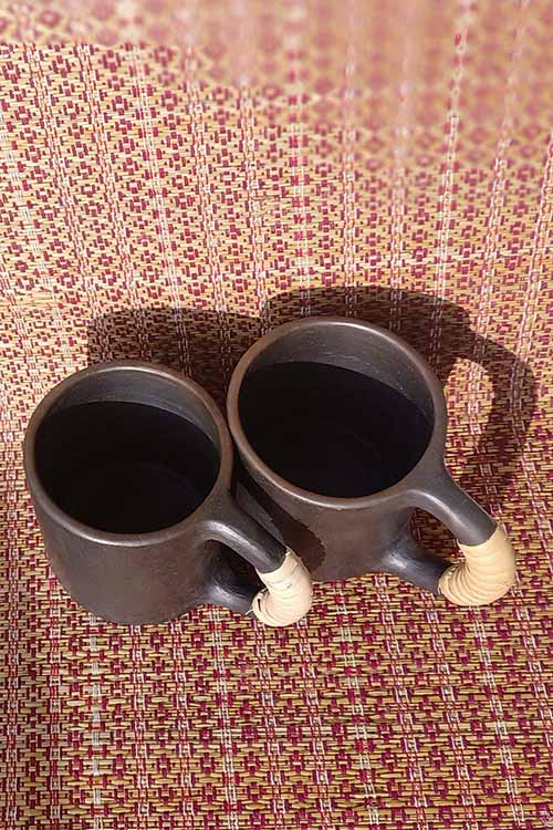 Terracotta by Sachii "Longpi Black Pottery Coffee Mug Large Set of 2"