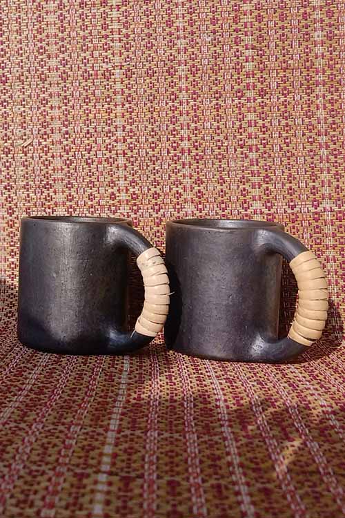 Terracotta by Sachii "Longpi Black Pottery Coffee Mug Large Set of 2"