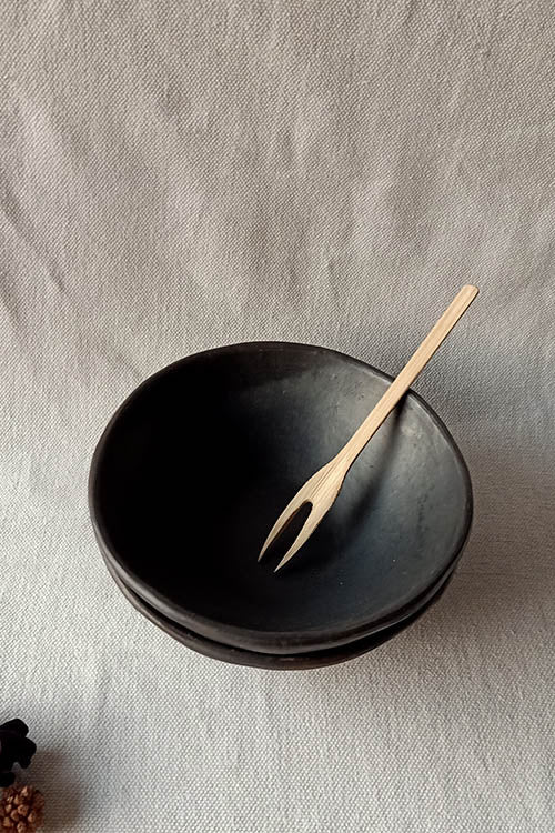 Terracotta by Sachii Longpi Black Pottery Soup/Salad Bowl