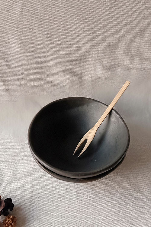 Terracotta by Sachii Longpi Black Pottery Soup/Salad Bowl