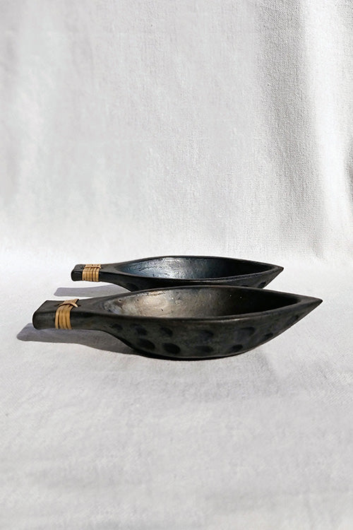 Terracotta by Sachii "Longpi Black Pottery 'Matsya' Serving Bowls Set of 2"