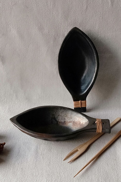 Terracotta by Sachii "Longpi Black Pottery 'Matsya' Serving Bowls Set of 2"