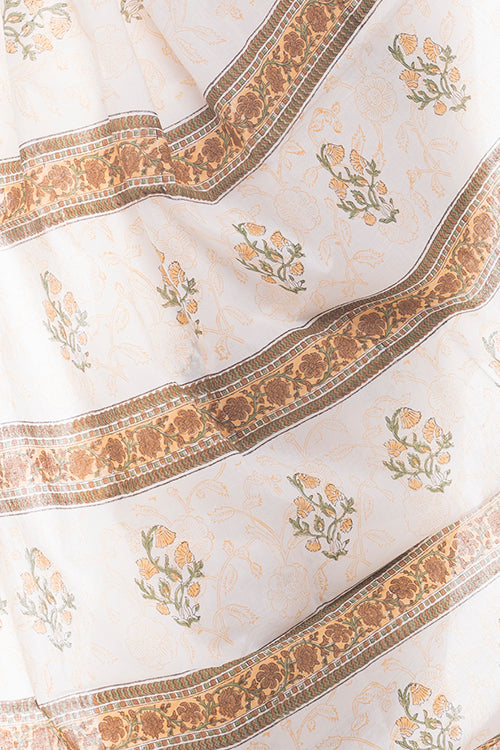 TICH Summer Moods. Sanganeri Mulmul Cotton Saree - Yellow Floral