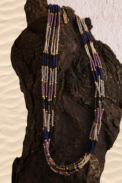 Dhaaga Lavender Twist Beaded Necklace