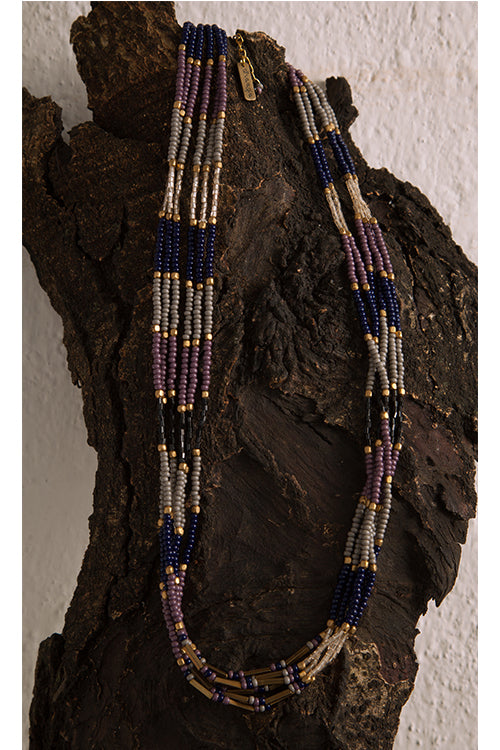 Dhaaga Lavender Twist Beaded Necklace